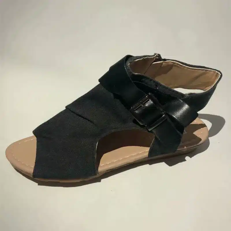 VTOTA Women Sandals Gladiator Peep Toe Buckle Zipper Design Roman Sandals Women Flat Summer Beach Ladies Shoes Chaussure Zapatos 6