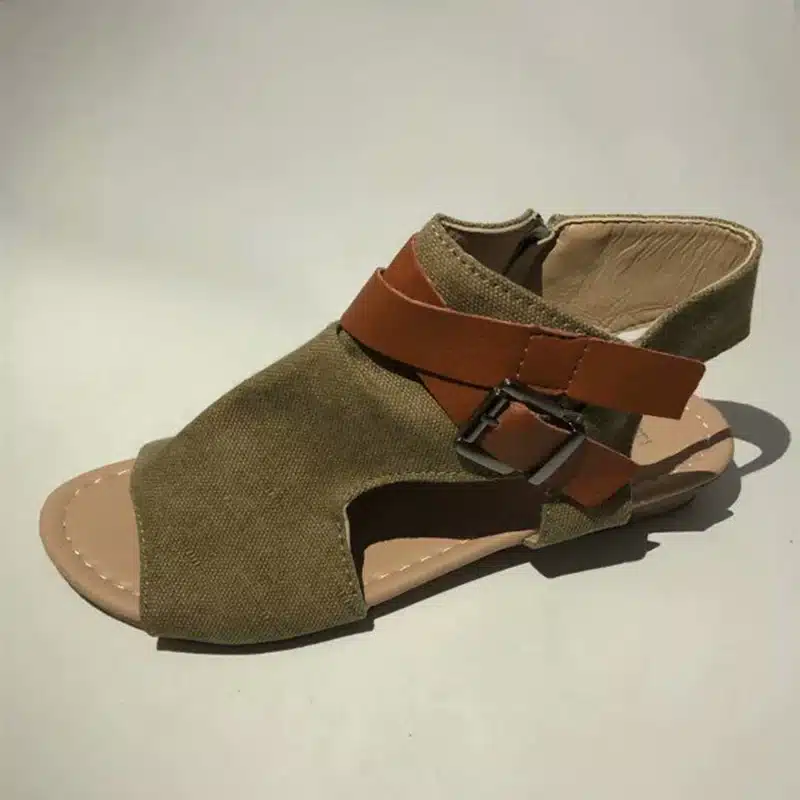 VTOTA Women Sandals Gladiator Peep Toe Buckle Zipper Design Roman Sandals Women Flat Summer Beach Ladies Shoes Chaussure Zapatos 7