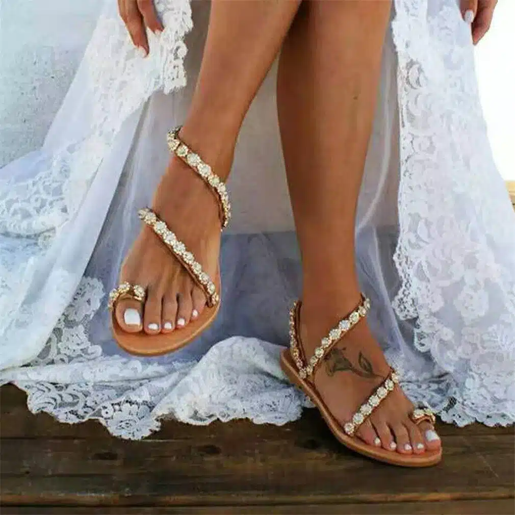 Women Sandals Gladiator 2019 Summer Casual Shoes Bohemia mujer Wedding Shoes Crystal feminina Ladies Flip Flops Beach Sandals 13