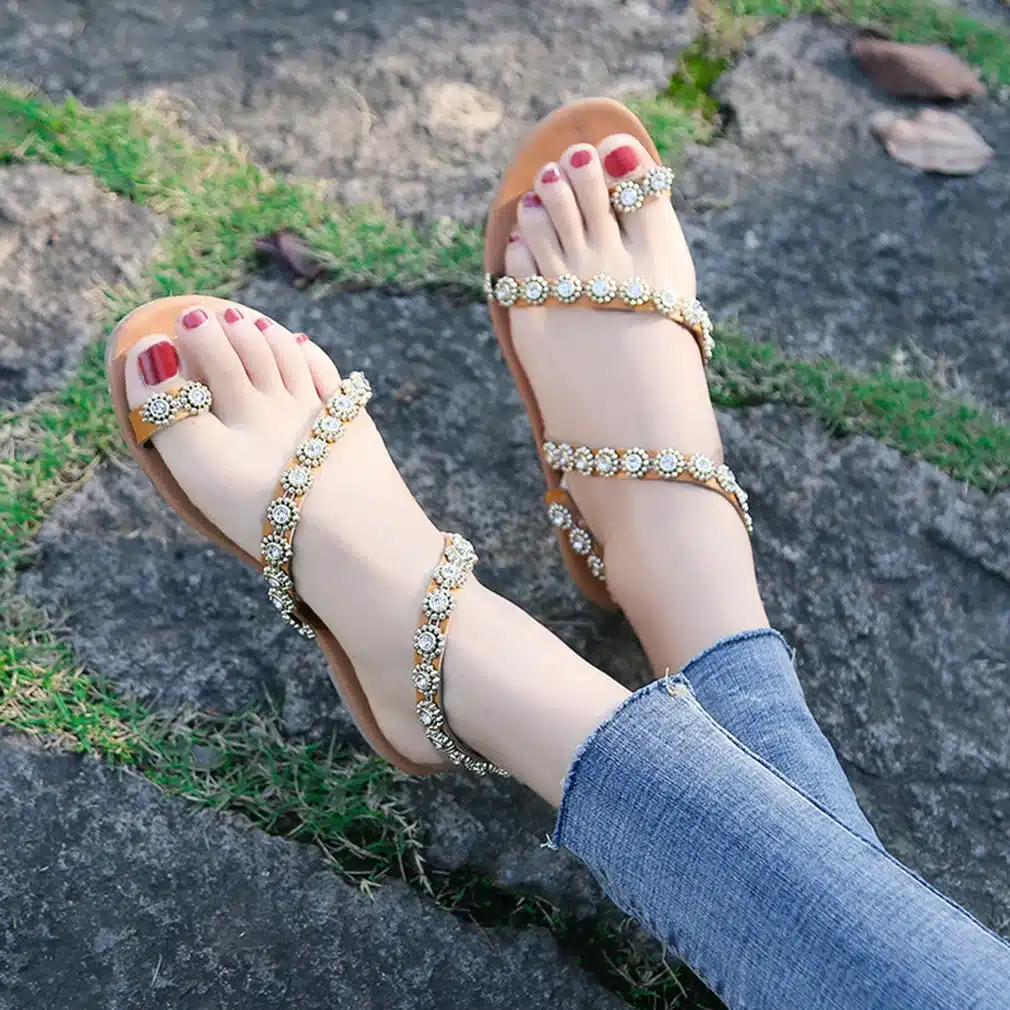 Women Sandals Gladiator 2019 Summer Casual Shoes Bohemia mujer Wedding Shoes Crystal feminina Ladies Flip Flops Beach Sandals 23