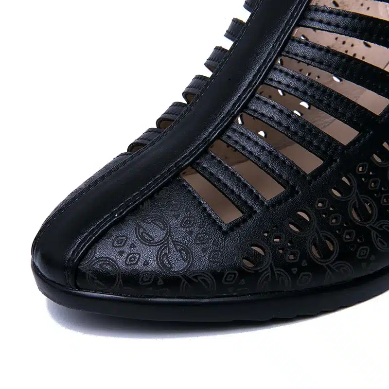 AIMEIGAO 2019 New Women Gladiator Sandals Summer Shoes Black Color Comfortable Heels Women Shoes Hollow out Shoes 12