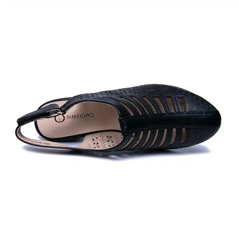 AIMEIGAO 2019 New Women Gladiator Sandals Summer Shoes Black Color Comfortable Heels Women Shoes Hollow out Shoes 20