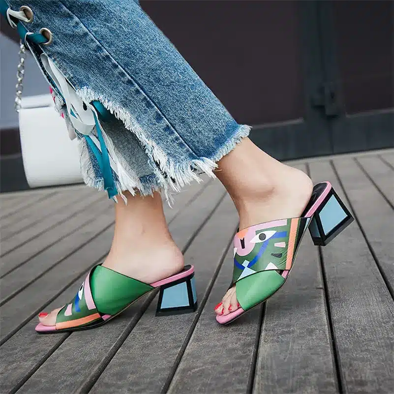 FEDONAS Women Sandals High Heels New Prints Summer Fashion Gladiator Genuine Leather Sandals Platform Shoes Woman Casual Slipper 22