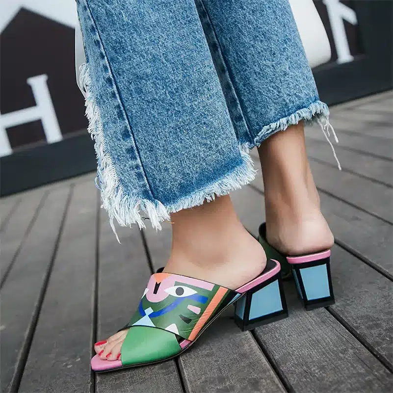 FEDONAS Women Sandals High Heels New Prints Summer Fashion Gladiator Genuine Leather Sandals Platform Shoes Woman Casual Slipper 23