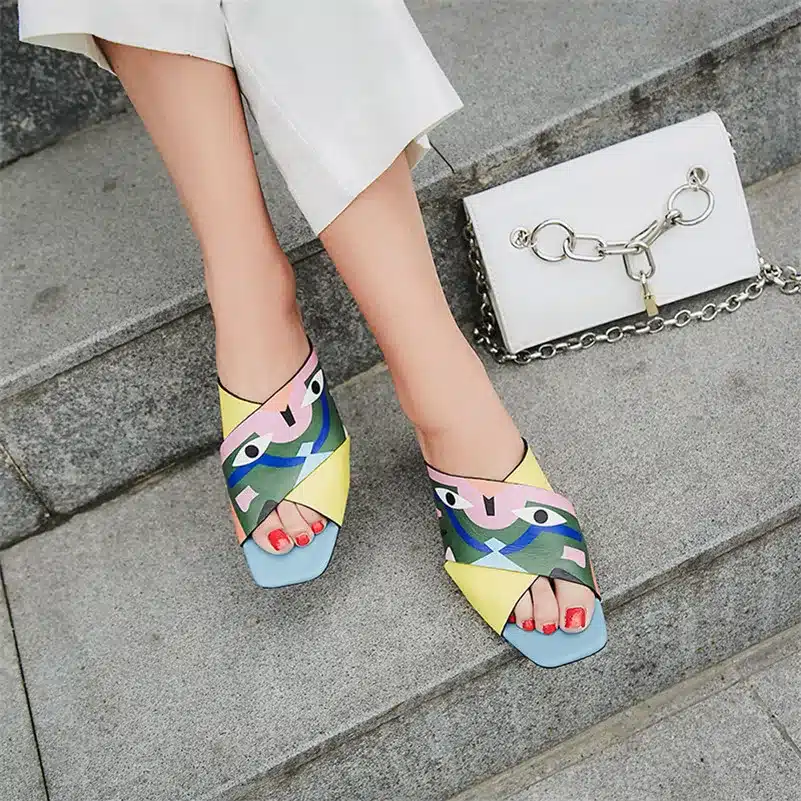 FEDONAS Women Sandals High Heels New Prints Summer Fashion Gladiator Genuine Leather Sandals Platform Shoes Woman Casual Slipper 24