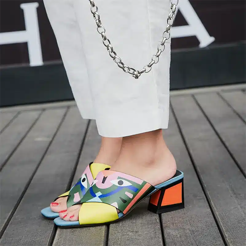 FEDONAS Women Sandals High Heels New Prints Summer Fashion Gladiator Genuine Leather Sandals Platform Shoes Woman Casual Slipper 25
