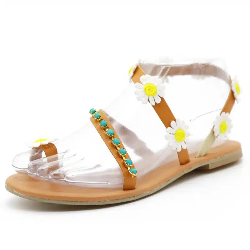 Summer Women Shoes Flat Heels Gladiator Sandals Fashion Female Comfortable Sweet Flowers Boho Beach Sandals Plus Size 35-44 18