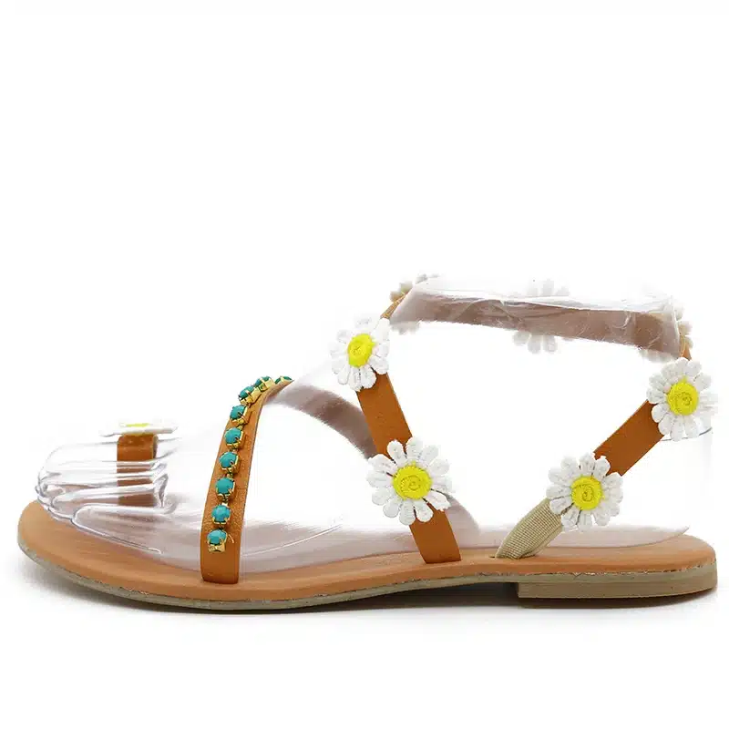 Summer Women Shoes Flat Heels Gladiator Sandals Fashion Female Comfortable Sweet Flowers Boho Beach Sandals Plus Size 35-44 20