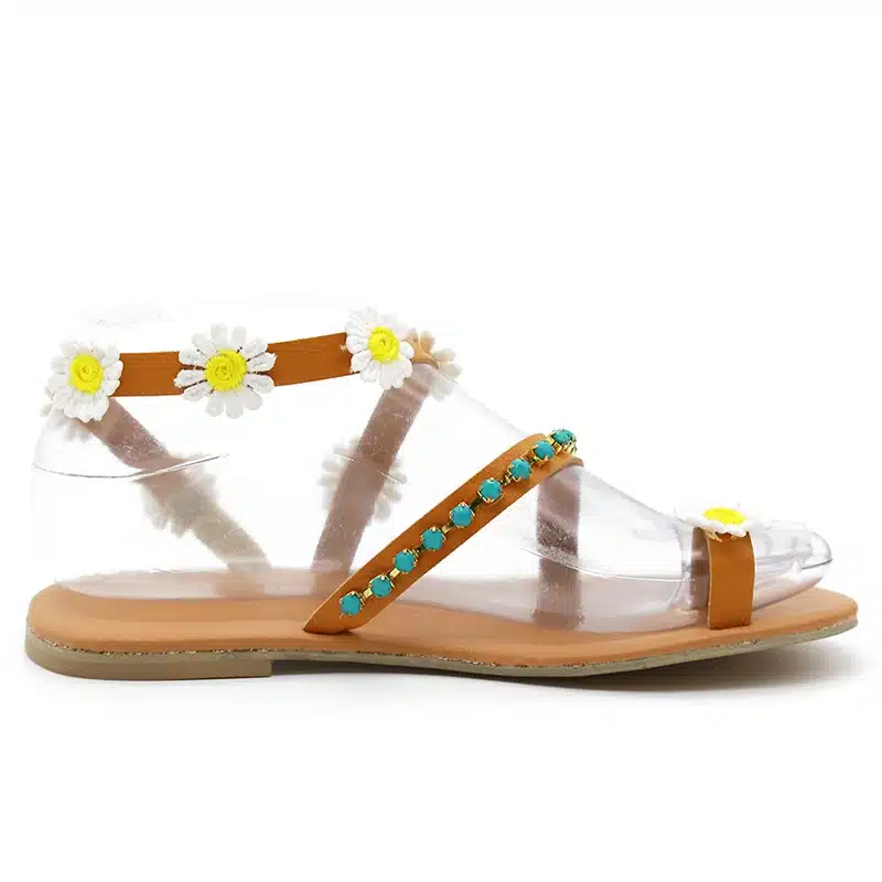 Summer Women Shoes Flat Heels Gladiator Sandals Fashion Female Comfortable Sweet Flowers Boho Beach Sandals Plus Size 35-44 21
