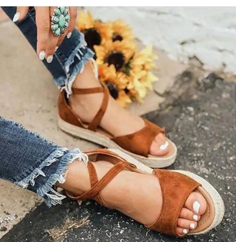Shoes Woman Sandals Flat Flock Gladiator Sandals Women Peep Toe Platform Roman Platform Shoes For Women Sandalia Feminina 11