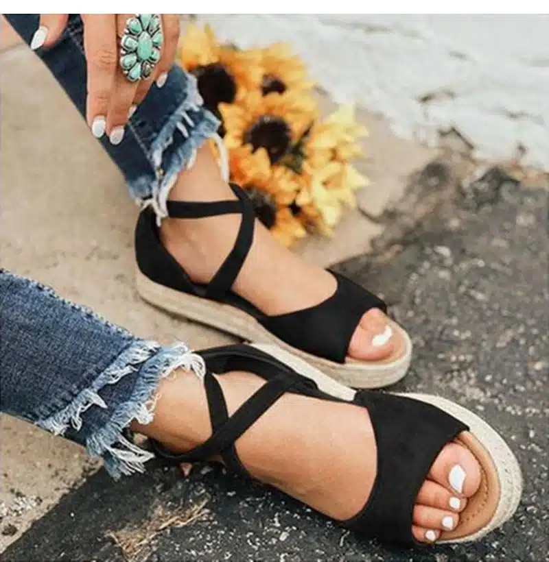 Shoes Woman Sandals Flat Flock Gladiator Sandals Women Peep Toe Platform Roman Platform Shoes For Women Sandalia Feminina 12