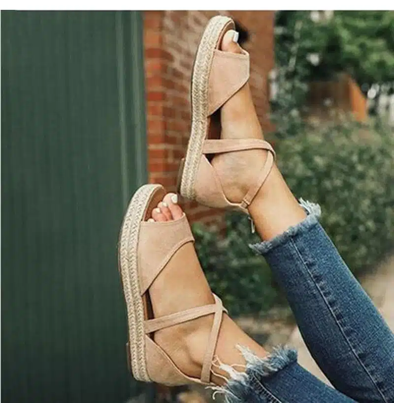 Shoes Woman Sandals Flat Flock Gladiator Sandals Women Peep Toe Platform Roman Platform Shoes For Women Sandalia Feminina 13