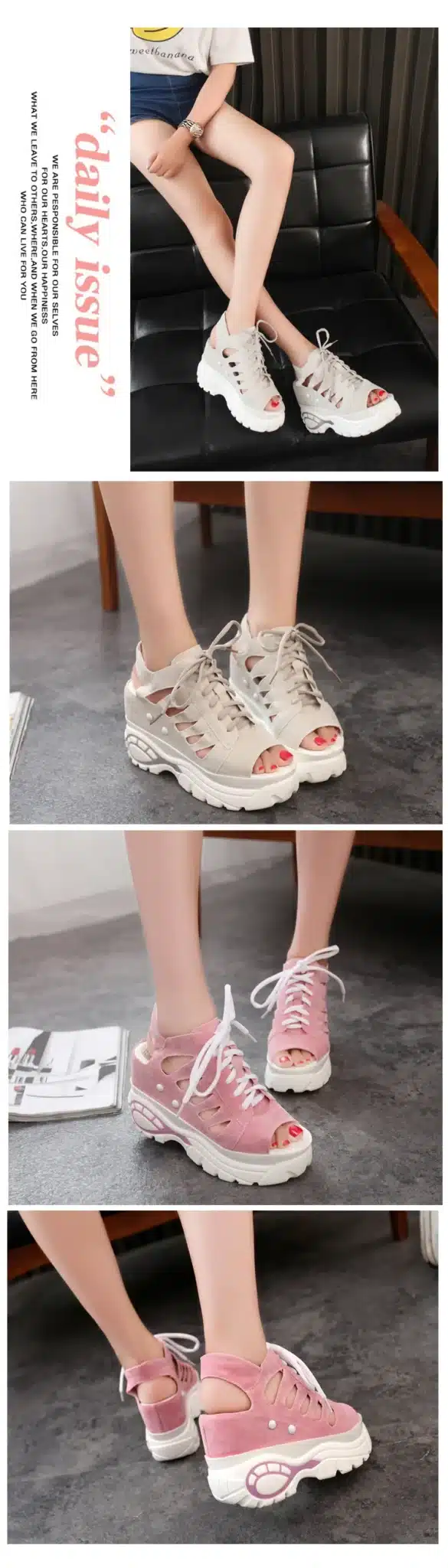 Women Sandals 2019 Casual Rome Summer Shoes Fashion Hollow wedges Lace-Up Gladiator Sandals Women High Heel Sandals SIZE 34-39 4