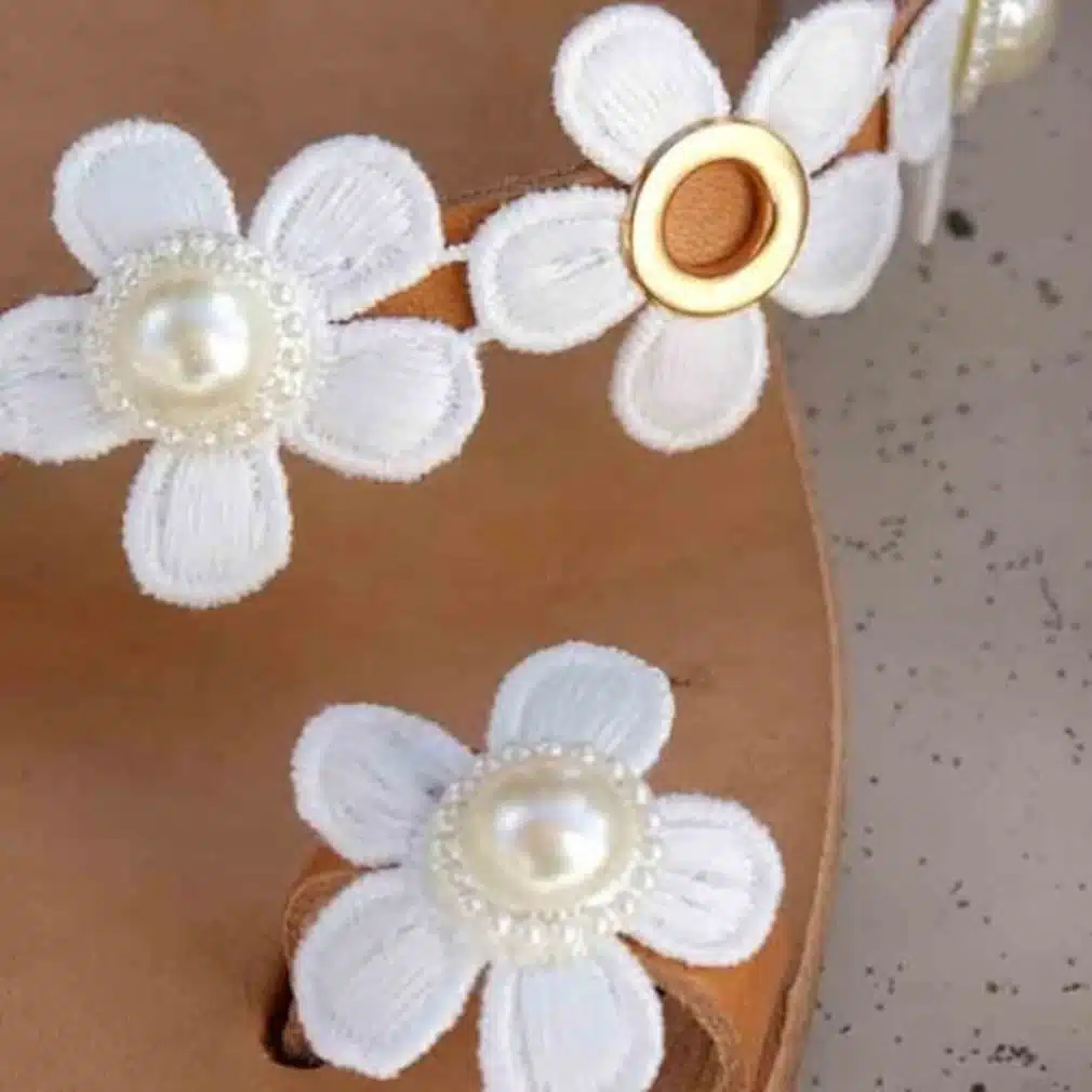 Women Bohemia Flower Flat Summer Sandals Shoes Slippers Ladies Girls Gladiator Sandals Pearl Shoes Sandalias Mujer Flip Flop 44 15
