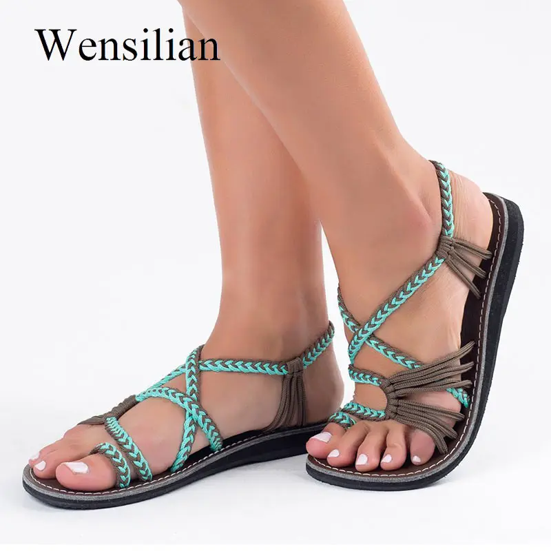 Retro Gladiator Sandals For Women Flat Sandals Bohemia Slip-on Flip Flops Beach Shoes Female Slides Rome Shoes Sandalia Feminina 20