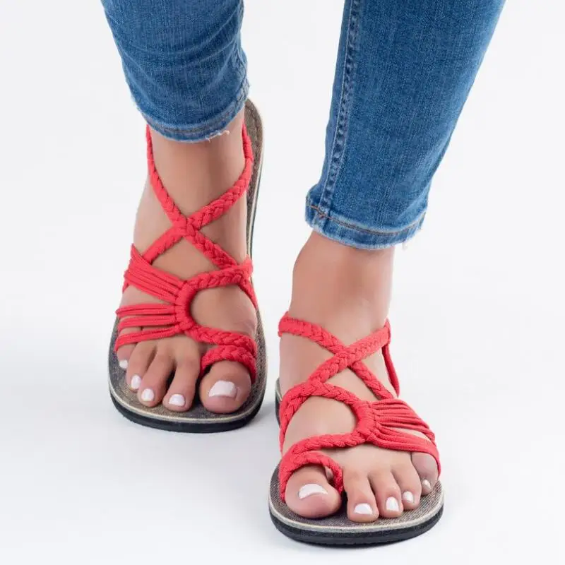 Retro Gladiator Sandals For Women Flat Sandals Bohemia Slip-on Flip Flops Beach Shoes Female Slides Rome Shoes Sandalia Feminina 28