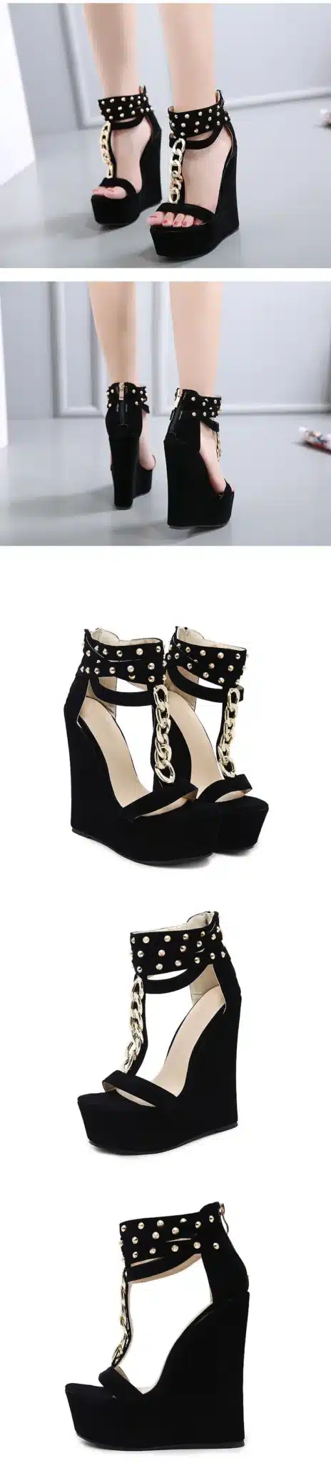 Eilyken 2019 New Gladiator Women Sandals High Heels Fashion Sandals Chain Platform Wedges shoes For Women 18