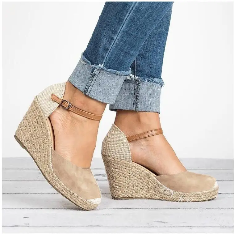 Summer Gladiator Sandals Women High Heels Wedges Espadrille Shoes Ladies Buckle Strap Platform Pumps Big Size Sandalias Mujer 2