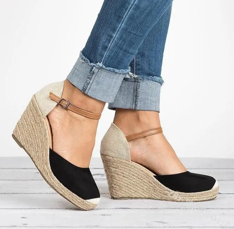 Summer Gladiator Sandals Women High Heels Wedges Espadrille Shoes Ladies Buckle Strap Platform Pumps Big Size Sandalias Mujer 4