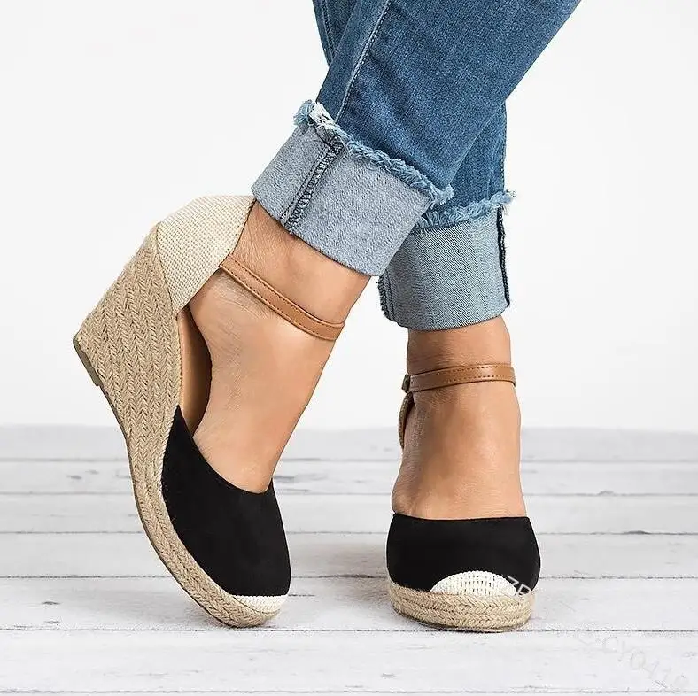Summer Gladiator Sandals Women High Heels Wedges Espadrille Shoes Ladies Buckle Strap Platform Pumps Big Size Sandalias Mujer 5