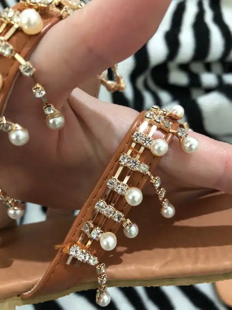 Women sandals summer shoes flat pearl sandals comfortable string bead slippers women casual sandals size 34 - 43 15