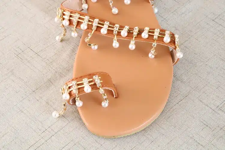 Women sandals summer shoes flat pearl sandals comfortable string bead slippers women casual sandals size 34 - 43 22