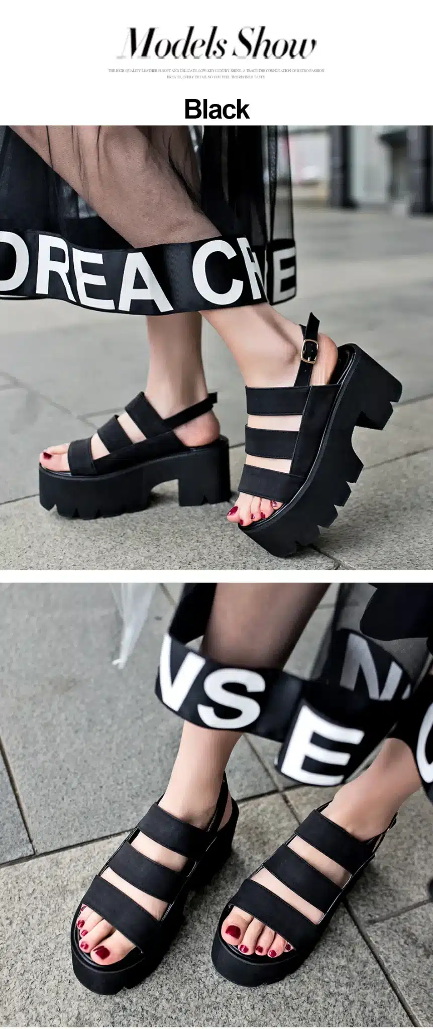 Gdgydh Rome Style Ankle Wrap Fashion Women Sandals 2019 New Summer Ladies Platform Shoes Woman Casual Shoes Black Comfortable 10