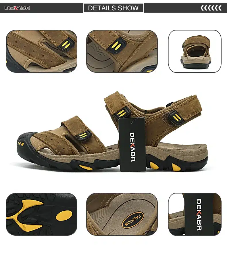 DEKABR New Fashion Summer Shoes Cow Leather Men Sandals Mens Casual Shoes Non-slip Rubber Soles Beach Shoes Plus Size 38 ~ 47 15
