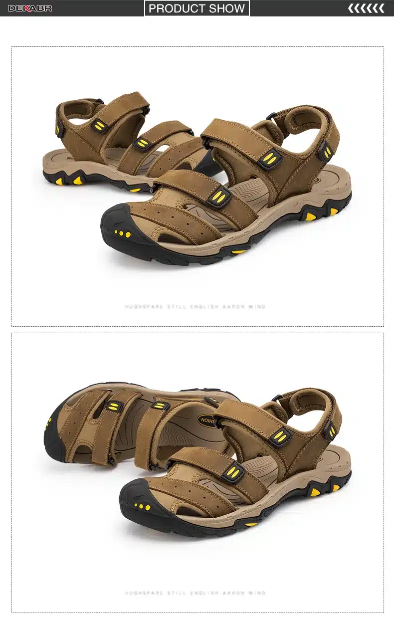 DEKABR New Fashion Summer Shoes Cow Leather Men Sandals Mens Casual Shoes Non-slip Rubber Soles Beach Shoes Plus Size 38 ~ 47 18