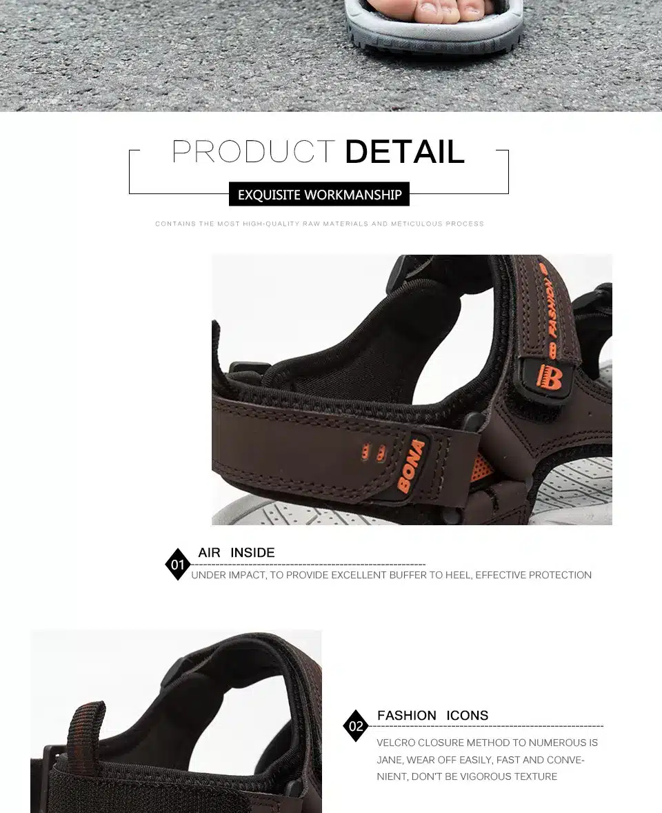 BONA New Classics Style Men Sandals Outdoor Walking Summer Shoes Anti-Slippery Beach Shoes Men Comfortable Soft Free Shipping 33