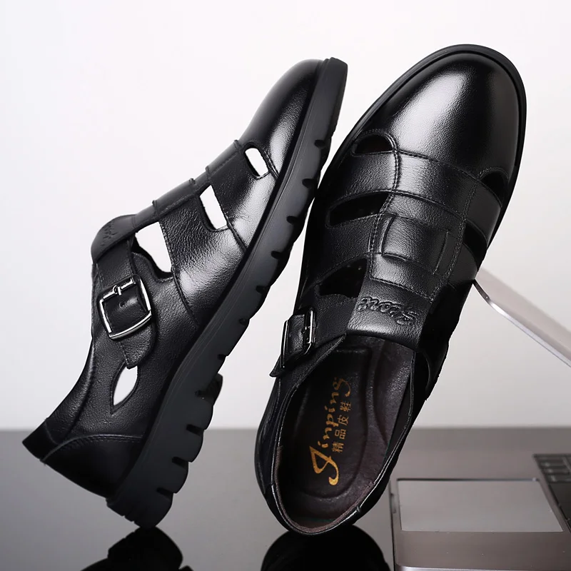 Men Sandals Genuine Leather Sandals Men Outdoor Casual Men Leather Sandals For Men Beach Shoes Roman Shoes Plus Size 38-47 7