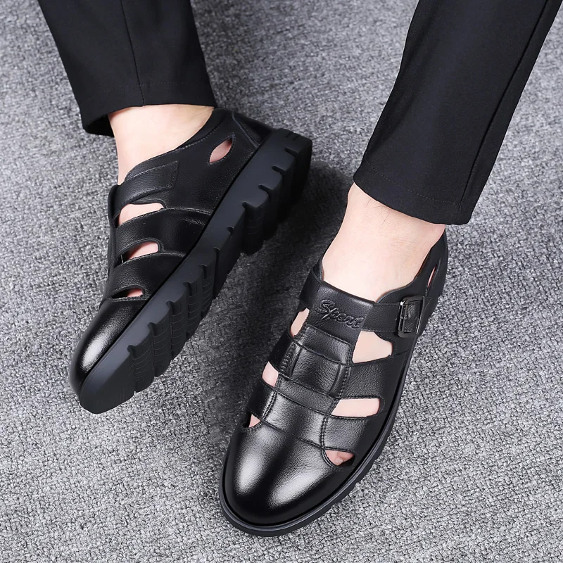 Men Sandals Genuine Leather Sandals Men Outdoor Casual Men Leather Sandals For Men Beach Shoes Roman Shoes Plus Size 38-47 10