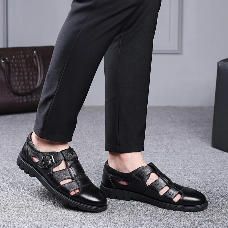 Men Sandals Genuine Leather Sandals Men Outdoor Casual Men Leather Sandals For Men Beach Shoes Roman Shoes Plus Size 38-47 11