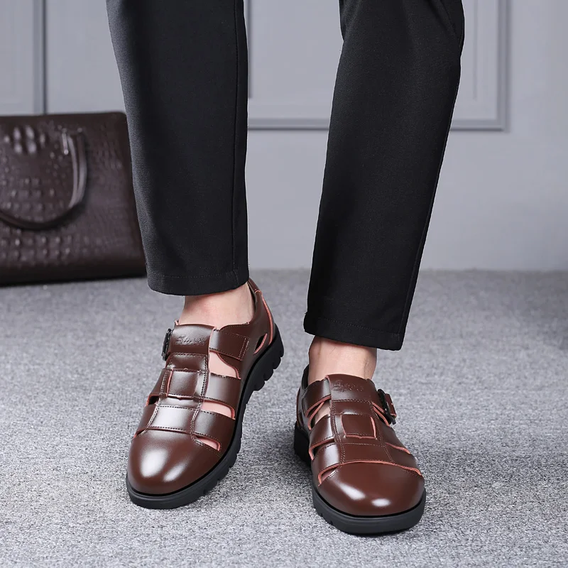 Men Sandals Genuine Leather Sandals Men Outdoor Casual Men Leather Sandals For Men Beach Shoes Roman Shoes Plus Size 38-47 14