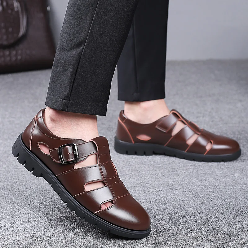 Men Sandals Genuine Leather Sandals Men Outdoor Casual Men Leather Sandals For Men Beach Shoes Roman Shoes Plus Size 38-47 15