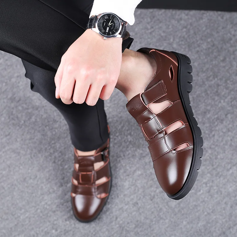 Men Sandals Genuine Leather Sandals Men Outdoor Casual Men Leather Sandals For Men Beach Shoes Roman Shoes Plus Size 38-47 16