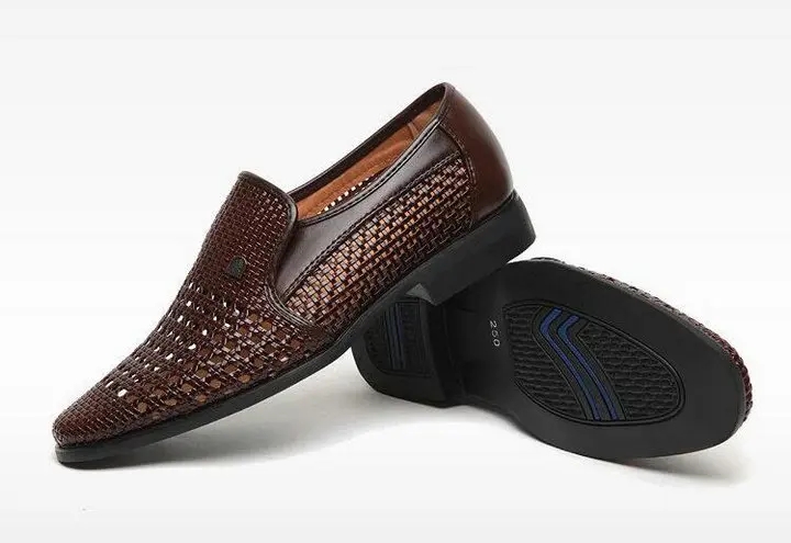 Dad Summer sandals breathable shoes sandals for Middle-aged mens shoes cut-outs shoes slip on mens leather sandals AD-02 25