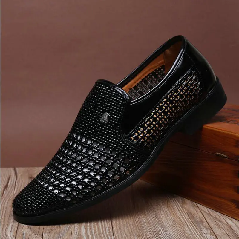 Dad Summer sandals breathable shoes sandals for Middle-aged mens shoes cut-outs shoes slip on mens leather sandals AD-02 30