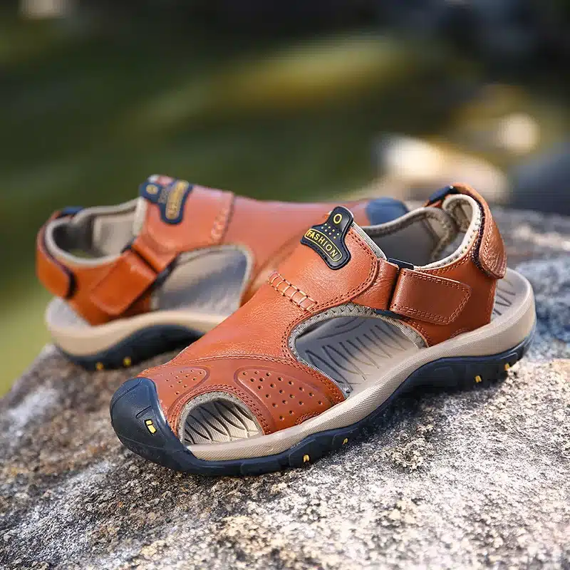 Men Sandals Genuine Split Leather Men Beach Roman Sandals Brand Men Casual Shoes Flip Flops Men Slippers Sneakers Summer Shoes 13