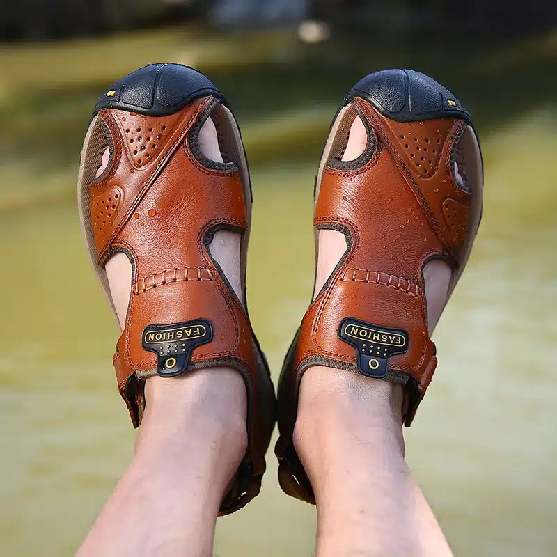 Men Sandals Genuine Split Leather Men Beach Roman Sandals Brand Men Casual Shoes Flip Flops Men Slippers Sneakers Summer Shoes 16