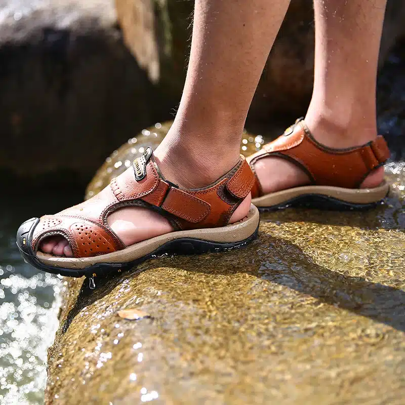 Men Sandals Genuine Split Leather Men Beach Roman Sandals Brand Men Casual Shoes Flip Flops Men Slippers Sneakers Summer Shoes 17
