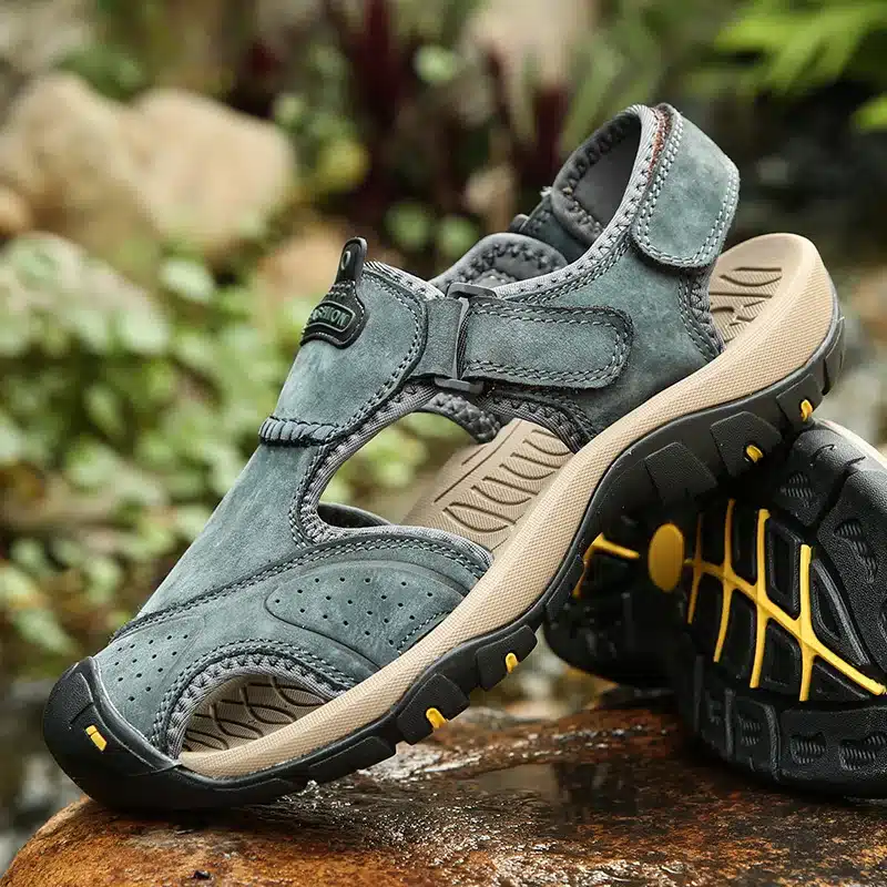 Men Sandals Genuine Split Leather Men Beach Roman Sandals Brand Men Casual Shoes Flip Flops Men Slippers Sneakers Summer Shoes 33