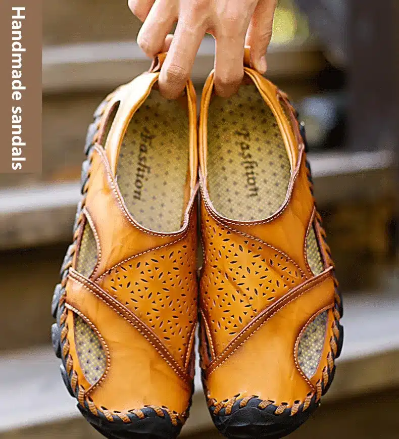2019 New Summer Sandals Men Breathable High Quality Genuine Leather Sandals Man Flats Plus Size Fashion Casual Beach Men's shoes 15