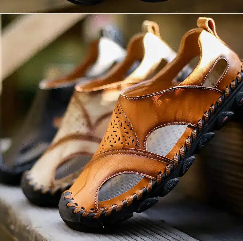 2019 New Summer Sandals Men Breathable High Quality Genuine Leather Sandals Man Flats Plus Size Fashion Casual Beach Men's shoes 16