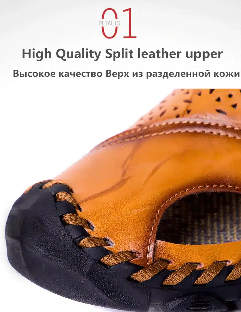 2019 New Summer Sandals Men Breathable High Quality Genuine Leather Sandals Man Flats Plus Size Fashion Casual Beach Men's shoes 17