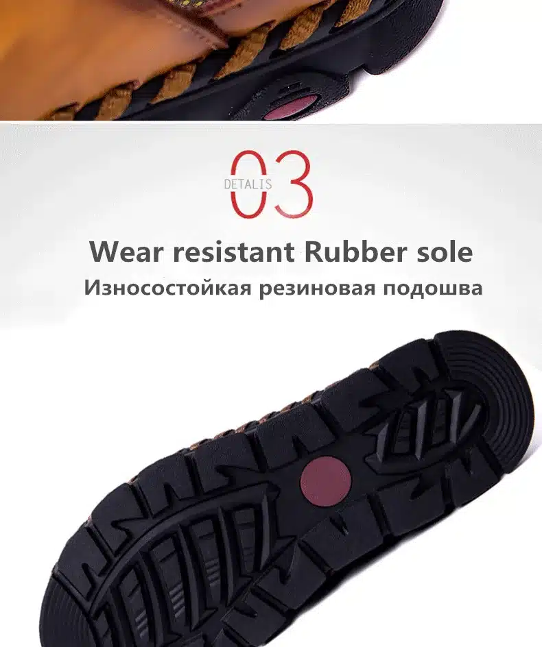 2019 New Summer Sandals Men Breathable High Quality Genuine Leather Sandals Man Flats Plus Size Fashion Casual Beach Men's shoes 19