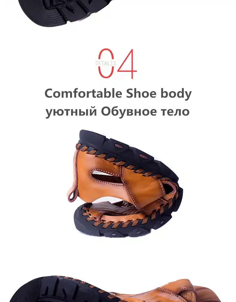 2019 New Summer Sandals Men Breathable High Quality Genuine Leather Sandals Man Flats Plus Size Fashion Casual Beach Men's shoes 20