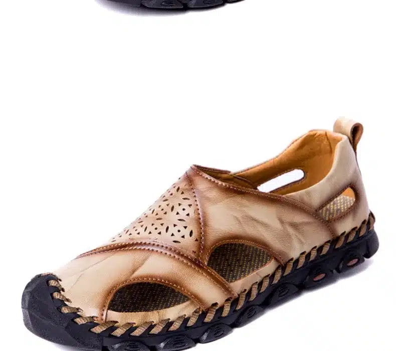 2019 New Summer Sandals Men Breathable High Quality Genuine Leather Sandals Man Flats Plus Size Fashion Casual Beach Men's shoes 39