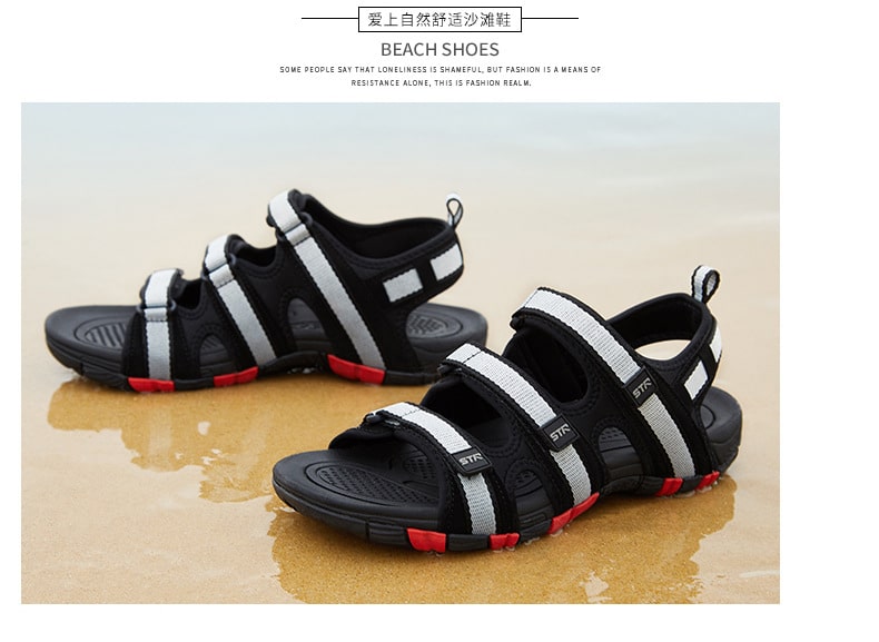 Summer Men Sandals Hook&loop Men's Summer Shoes 2019 Fashion Waterproof Casual Beach Shoes Size:39-44 Black 13
