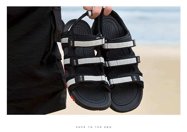 Summer Men Sandals Hook&loop Men's Summer Shoes 2019 Fashion Waterproof Casual Beach Shoes Size:39-44 Black 15